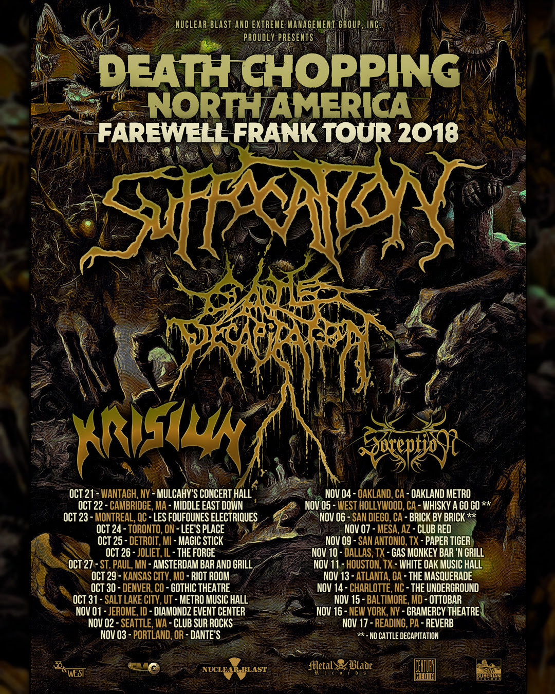 SUFFOCATION announce Frank Mullen Farewell Tour for North America